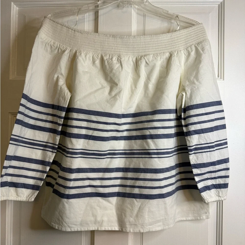 Vineyard Vines Breaker Stripe Off the Shoulder Top - Picture 1 of 3